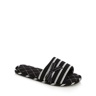 Lounge & Sleep Black and white striped mule slippers